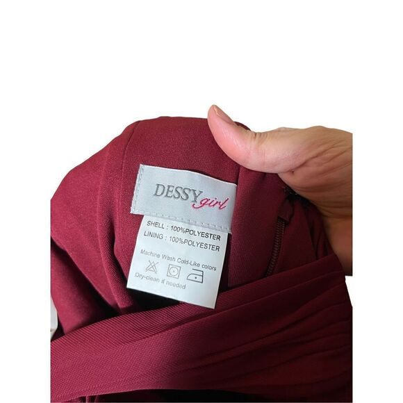 Dessy Girl Chiffon Knit Halter Full Length Burgundy Dress Junior Size 6 - Picture 8 of 9